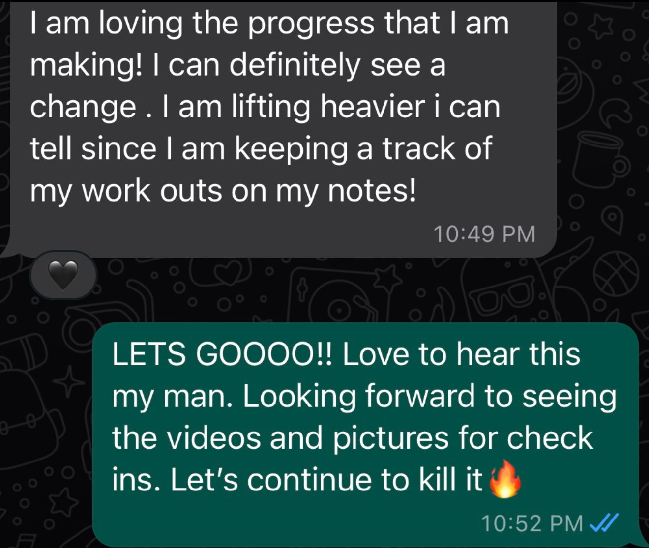 Client progress message